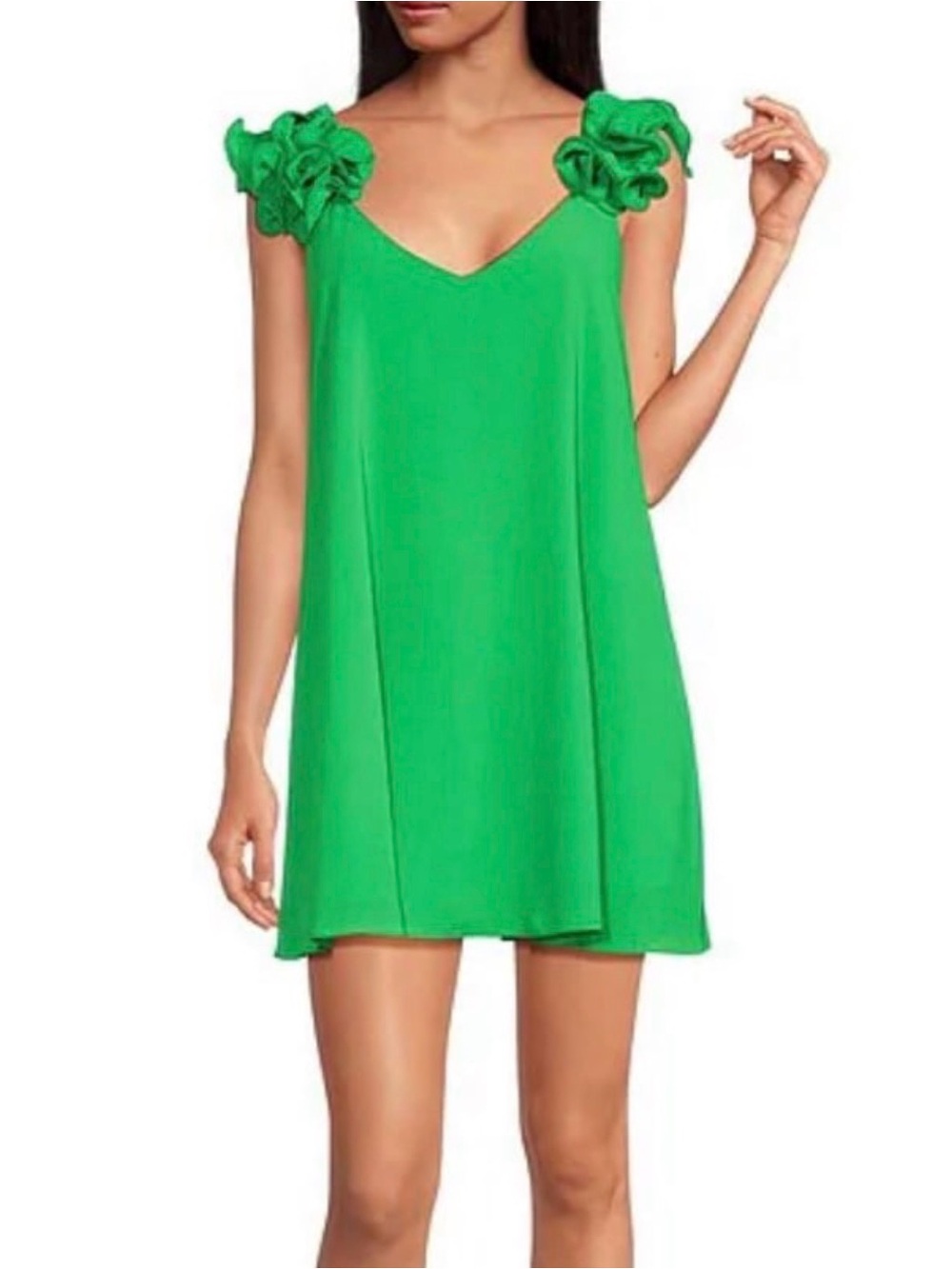 Kelly Green Belle Badgley Mischka
Rosie Ruffled Sleeve V-Neck Mini Shift Dress